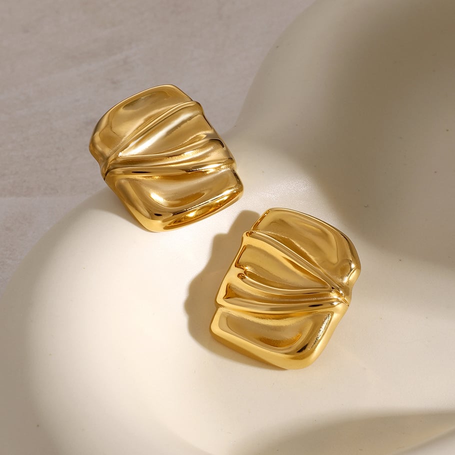 1 Piece Classic Simple Style Square Shape Stainless Steel 18K Gold Plated Women's Stud Earrings Picture6