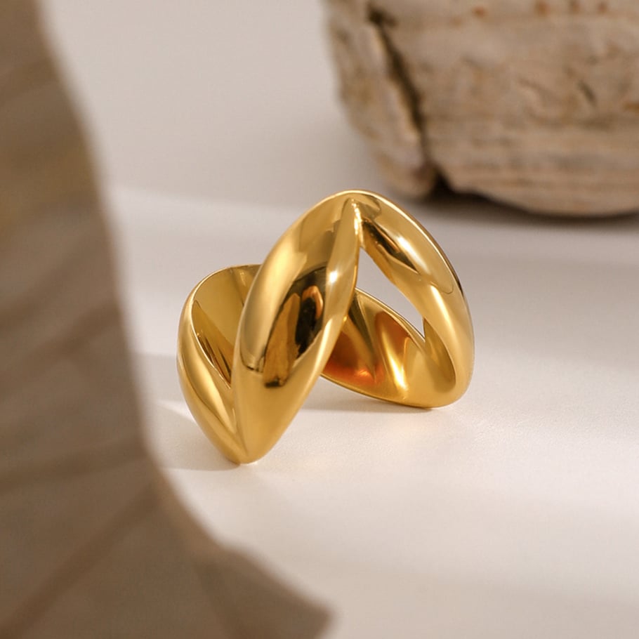 1 Piece Simple Style V Shape Stainless Steel 18K Gold Plated Women's Single Ring Picture5