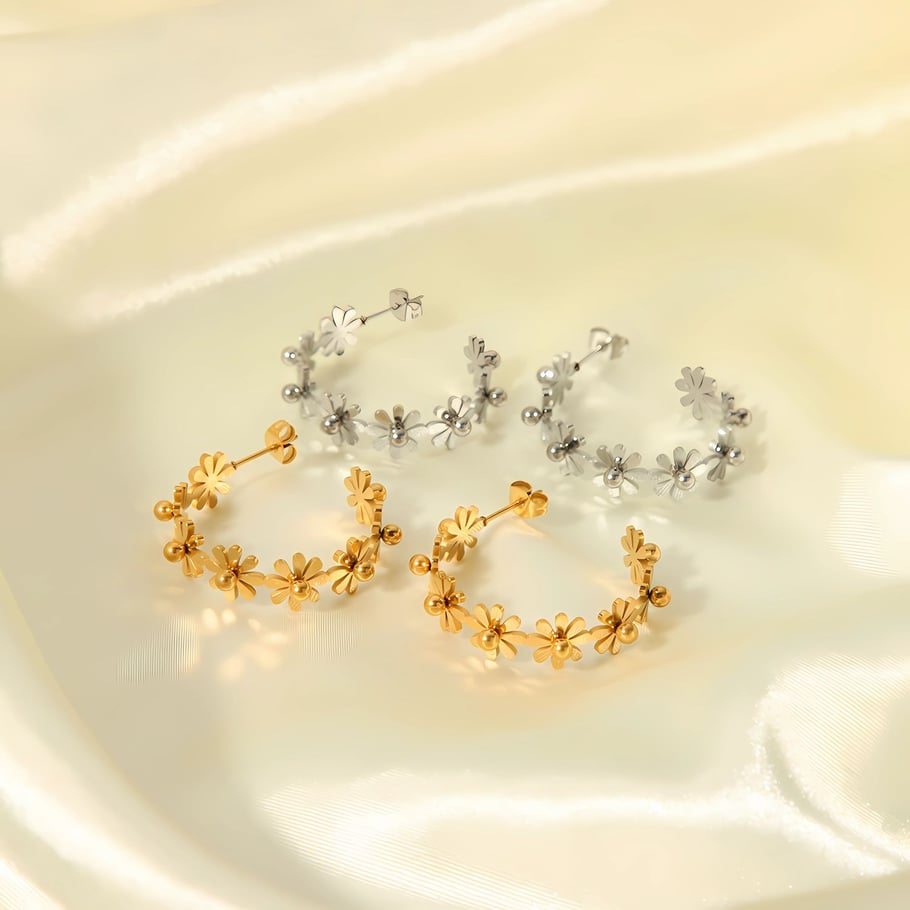 1 Pair Simple Series Sweet Geometric Stainless Steel 18K Gold Plated Women Stud Earrings Picture6