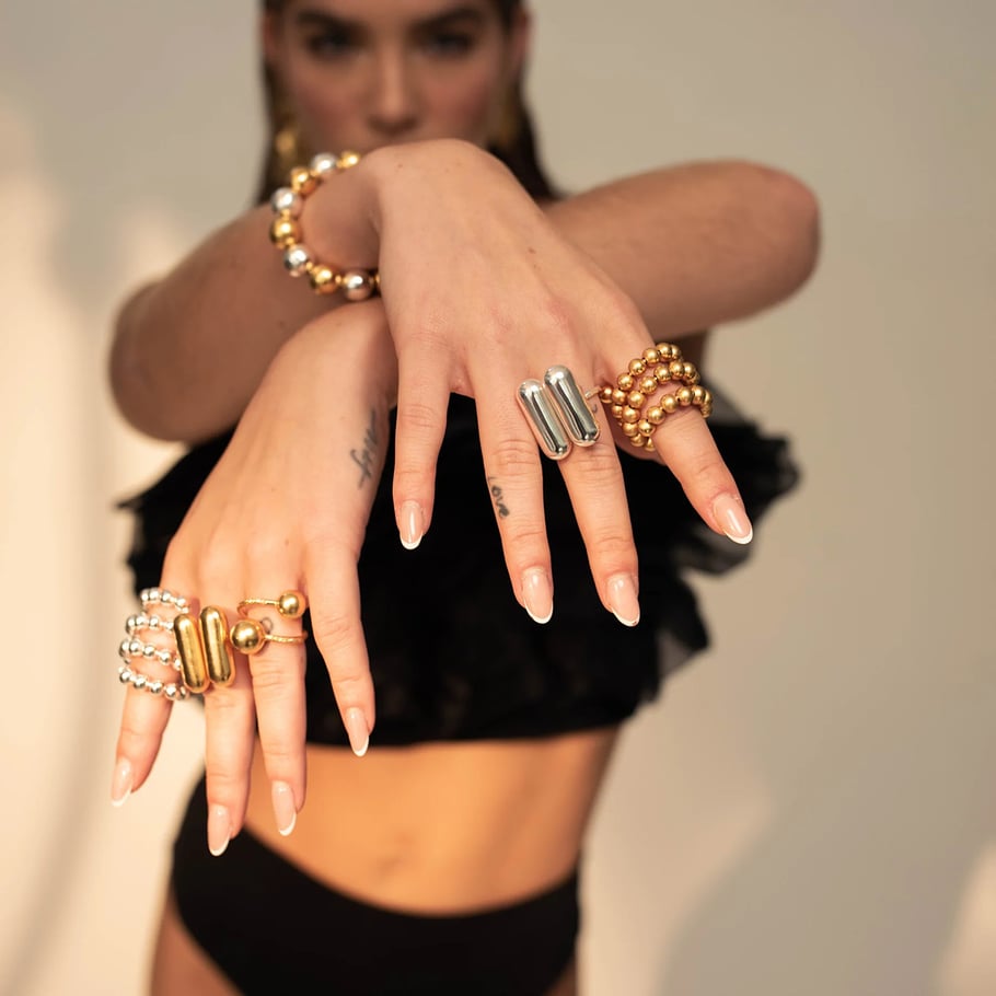 1 Piece Simple Style Geometric Stainless Steel 18k Gold Plated Women's Adjustable Rings Picture4