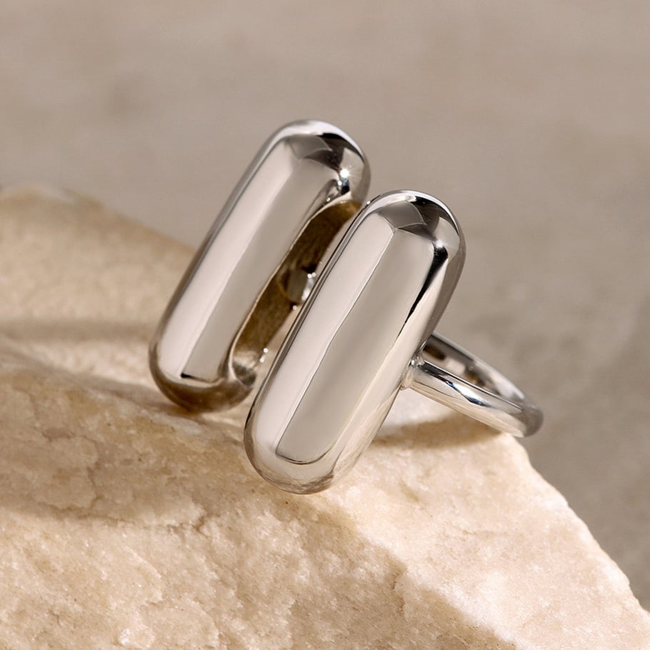 1 Piece Simple Style Geometric Stainless Steel 18k Gold Plated Women's Adjustable Rings Picture8