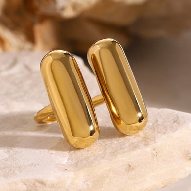 1 Piece Simple Style Geometric Stainless Steel 18k Gold Plated Women's Adjustable Rings h5 Picture6