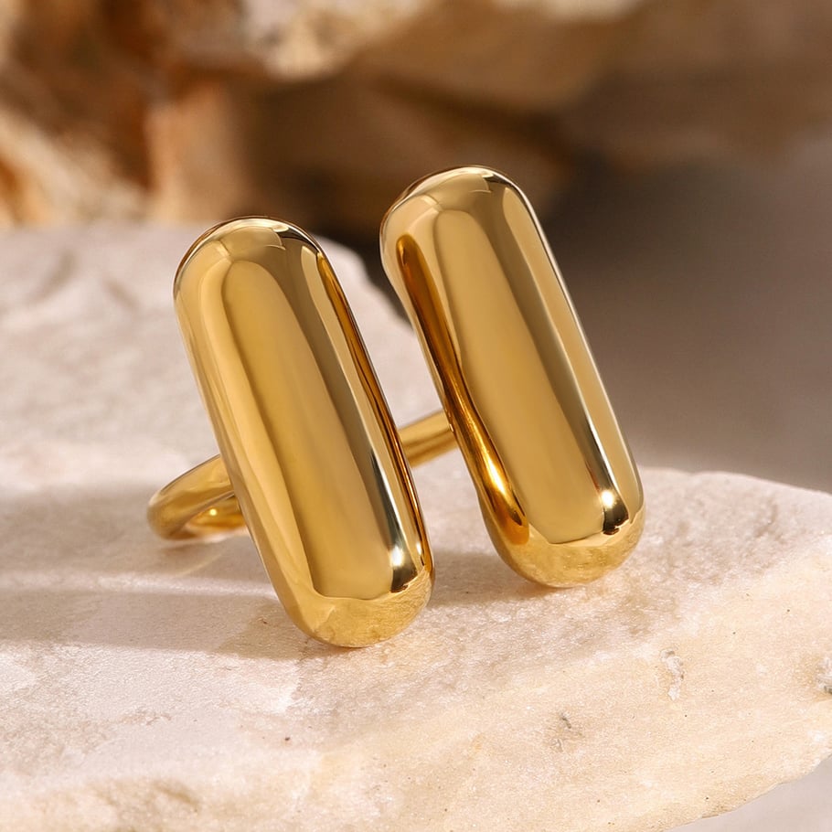 1 Piece Simple Style Geometric Stainless Steel 18k Gold Plated Women's Adjustable Rings Picture6