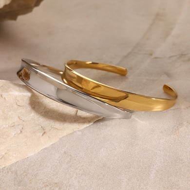 1 Piece Minimalist Style Solid Color Geometric Stainless Steel 18K Gold Plated Women's Bangles h5 Picture6