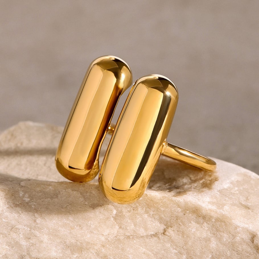 1 Piece Simple Style Geometric Stainless Steel 18k Gold Plated Women's Adjustable Rings Picture7