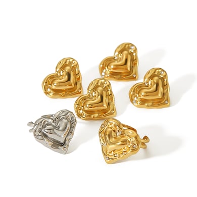 1 Paar 1 Paar exquisite und modische dreidimensionale Herzohrringe aus 18 Karat vergoldetem Edelstahl mit Punktdiamanten für den täglichen Gebrauch von Frauen. h5 Bild5