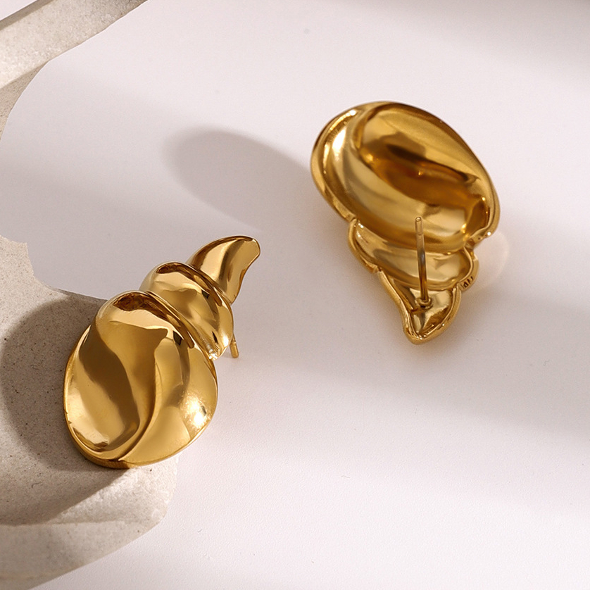 1 Pair Simple Style Droplet Shape Stainless Steel Gold Plated Women's Stud Earrings h5Picture6