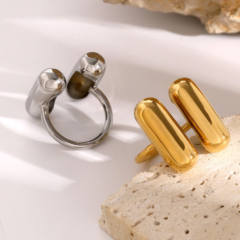 1 Piece Simple Style Geometric Stainless Steel 18k Gold Plated Women's Adjustable Rings Picture5
