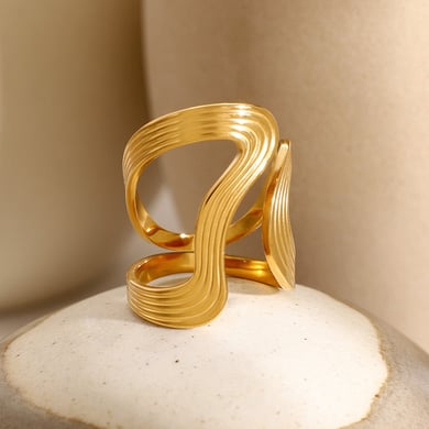 1 Piece Simple Style Irregular Geometric Stainless Steel 18K Gold Plated Women's Adjustable Rings h5 Picture3
