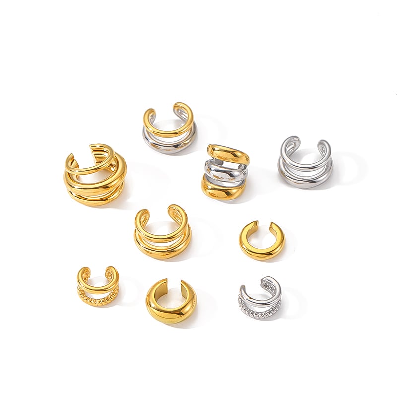 1 Pair Simple Series Casual Geometric Stainless Steel 18K Gold Plated Women Clip-on Earrings Picture5