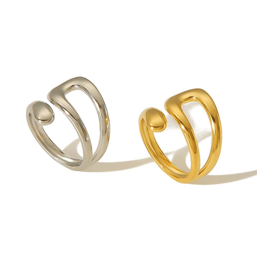 1 Paar Simple Series Klassischer geometrischer Edelstahl 18 Karat vergoldeter Damen-Einzelring Bild5