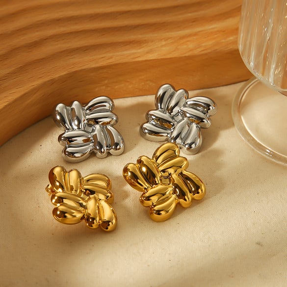 1 pair of classic fashion 18k gold-plated stainless steel irregular geometric square earrings for women's jewelry for daily wear