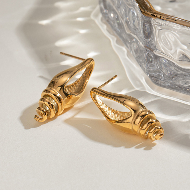 1 Paar Simple Series Ins Style Schildkröte Edelstahl 18 Karat vergoldet Damen Tropfenohrringe Bild4