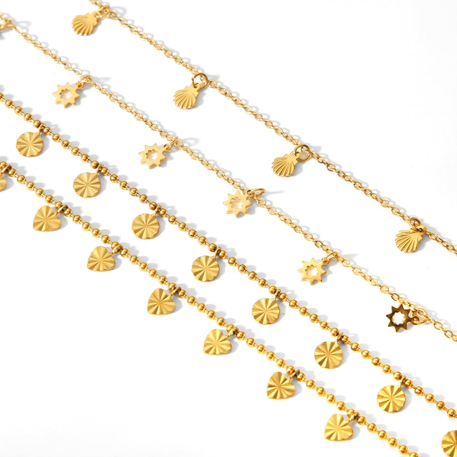 1 Pair Simple Series Sweet Heart Stainless Steel 18K Gold Plated Women Anklets Picture5