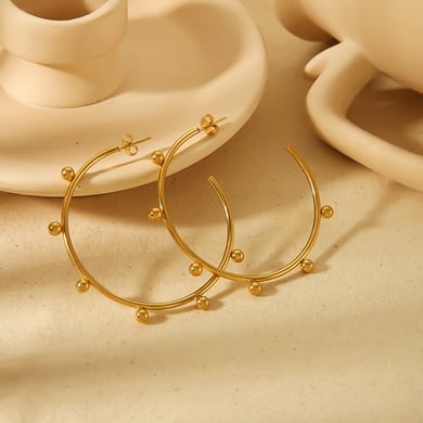1 Paar klassische, modische, geometrische C-förmige Ohrringe aus 18 Karat vergoldetem Edelstahl für Damen, Schmuck für den Alltag h5 Bild3