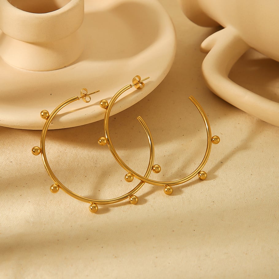 1 Paar klassische, modische, geometrische C-förmige Ohrringe aus 18 Karat vergoldetem Edelstahl für Damen, Schmuck für den Alltag Bild3