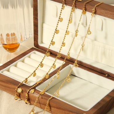 1 Pair Simple Series Sweet Heart Stainless Steel 18K Gold Plated Women Anklets h5 Picture4
