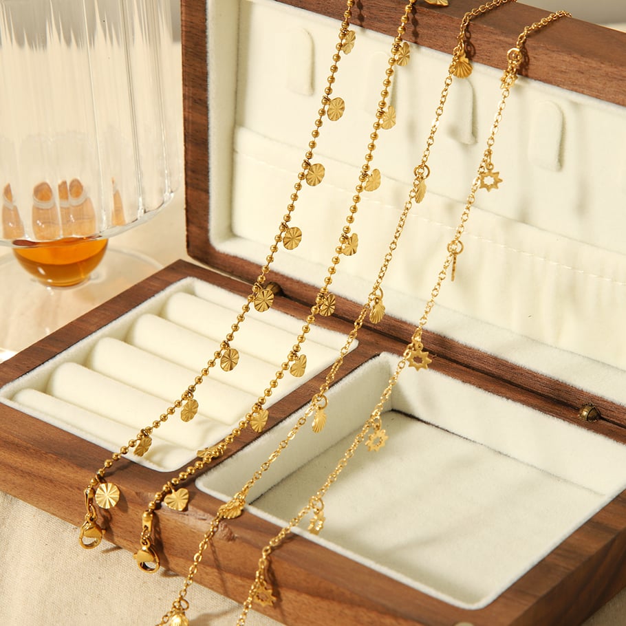 1 Pair Simple Series Sweet Heart Stainless Steel 18K Gold Plated Women Anklets Picture4