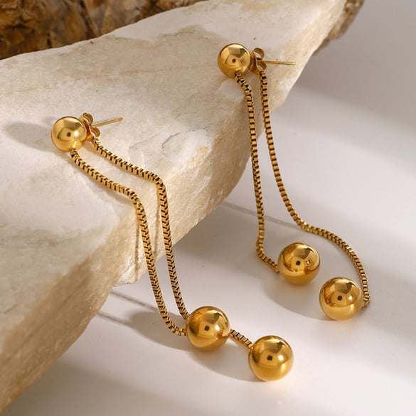 1 Pair Retro Simple Style Tassel Shape Stainless Steel 18K Gold Plated Women's Drop Earrings