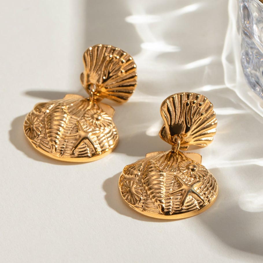 1 Pair Classic Series Retro Turtle Stainless Steel 18K Gold Plated Women Drop Earrings Picture5