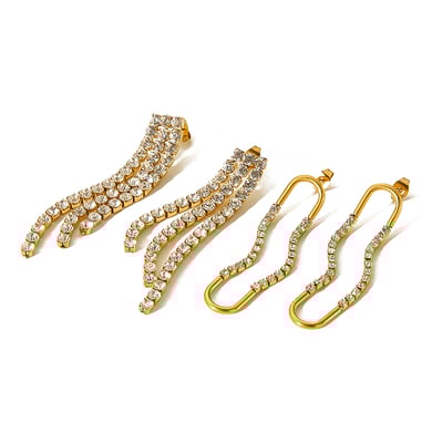 1 Paar luxuriöse Serie elegante Quaste 18 Karat vergoldet Zirkon Damen Ohrstecker h5 Bild4