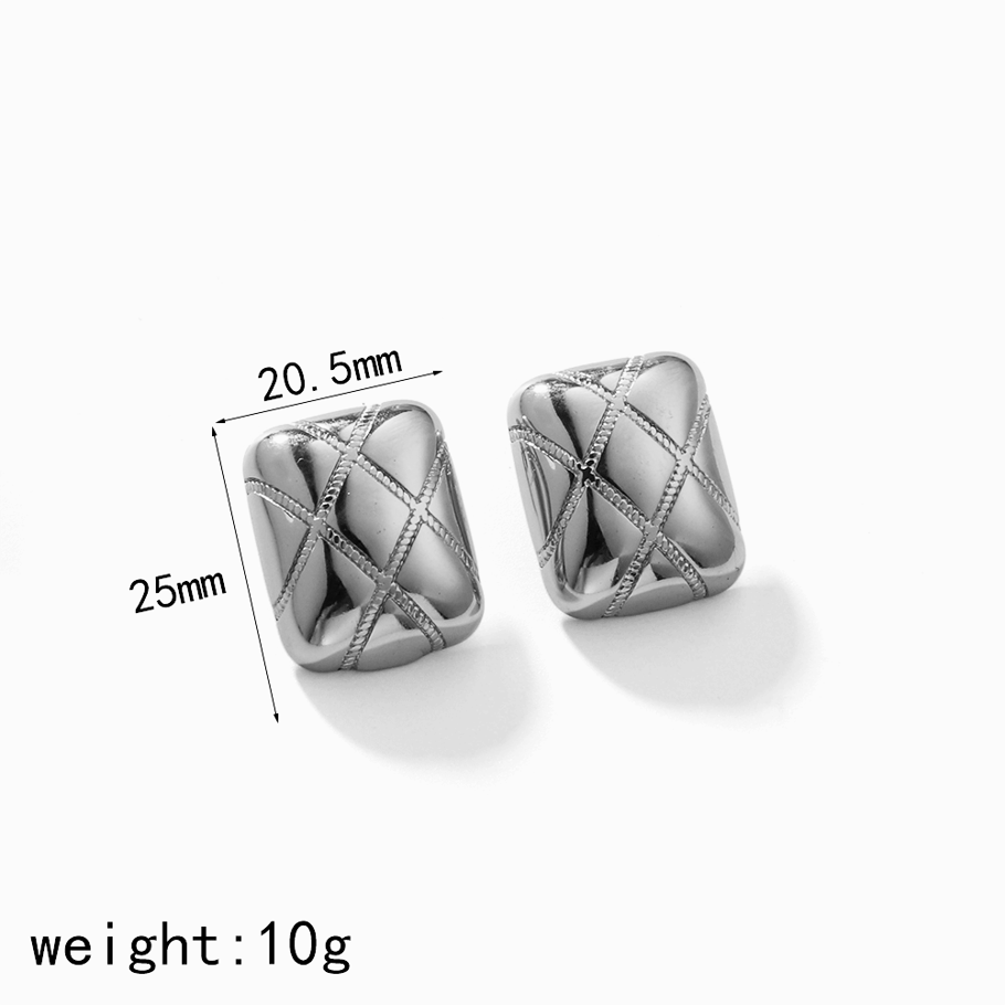 1 Pair Simple Series Retro quadrilateral 18K Gold Plated Women Stud Earrings Picture7