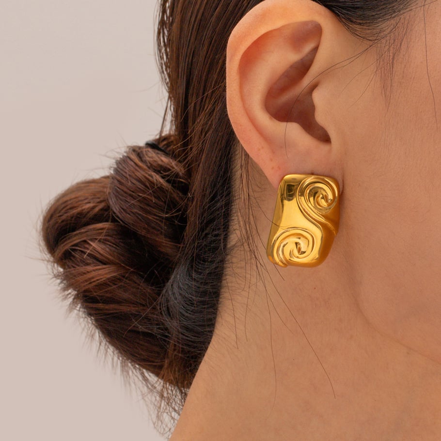 1 Pair Simple Series Simple Geometric Stainless Steel 18K Gold Plated Women Stud Earrings Picture3