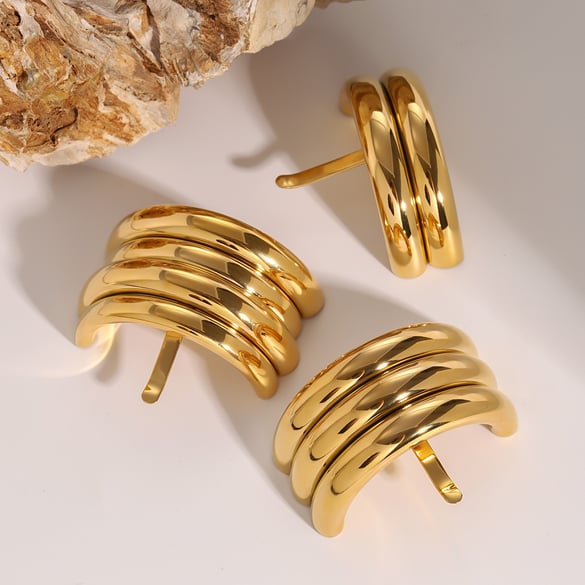 1 par de pinzas para el cabello para mujer, de acero inoxidable, chapadas en oro de 18 quilates, de color sólido y serie simple. 2