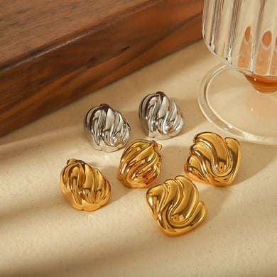 1 Paar geometrische Ohrstecker aus Edelstahl der Simple-Serie, 18 Karat vergoldet, für Damen h5 Bild4