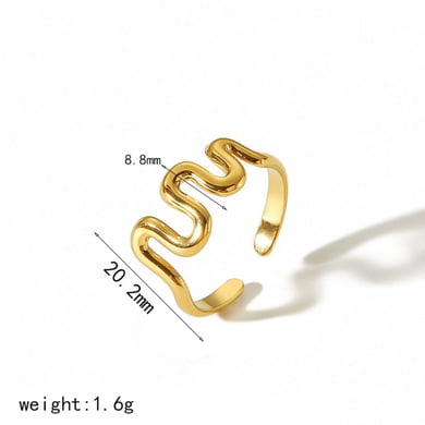 1 Piece Internet celebrity style Geometric 18K Gold Plated Bangles h5 Picture7