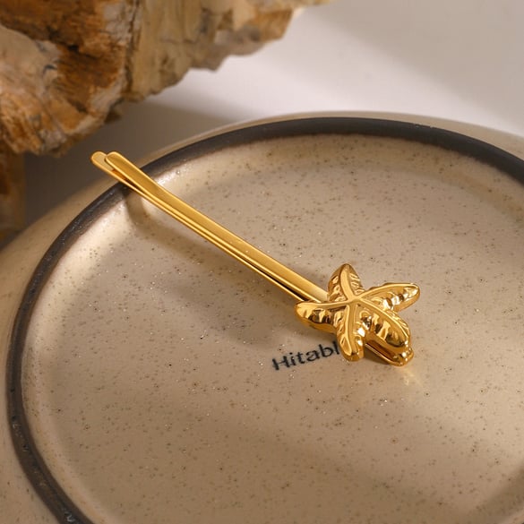 1 Pair Simple Series ins style Turtle Stainless Steel 18K Gold Plated Women Hair Clips 2