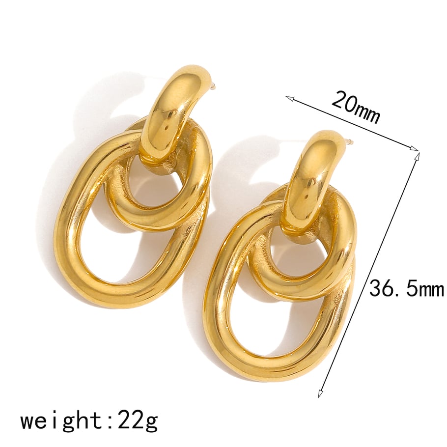 1 Pair Retro Geometric 18K Gold Plated Stud Earrings Picture7