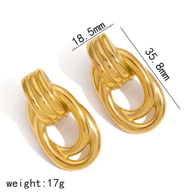 1 Pair Retro Geometric 18K Gold Plated Stud Earrings h5 Picture5