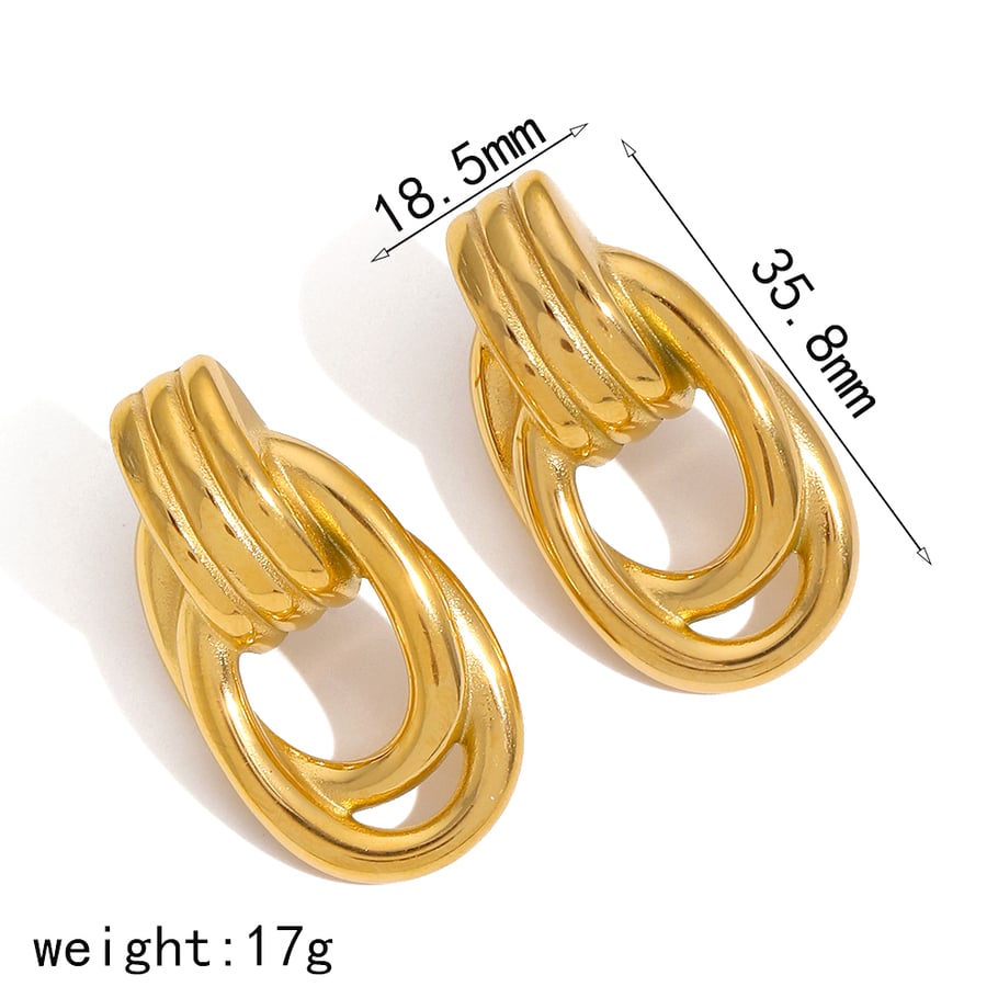 1 Pair Retro Geometric 18K Gold Plated Stud Earrings Picture5