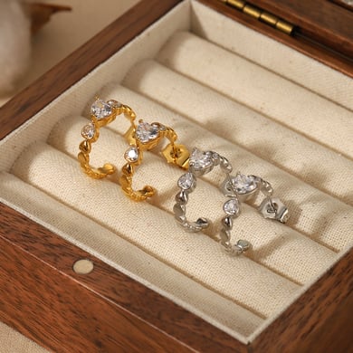 1 Pair Simple Series Sweet Heart Stainless Steel 18K Gold Plated Women Stud Earrings h5 Picture3