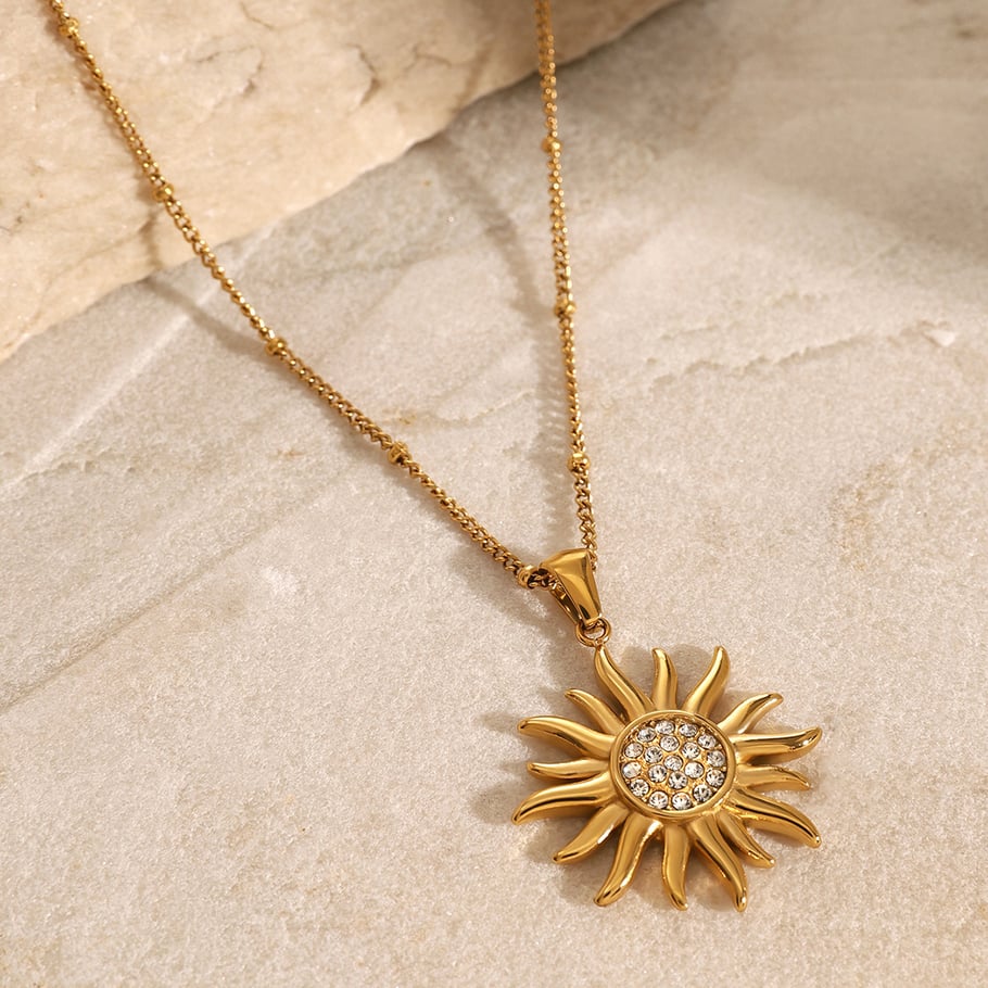 1 Paar Simple Series Retro Flower Edelstahl 18 Karat vergoldet Strass Damen Ohrringe Set Bild7