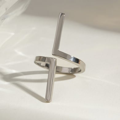 1 Pair Simple Series ins style Geometric Stainless Steel 18K Gold Plated Women Adjustable Rings h5 Picture5