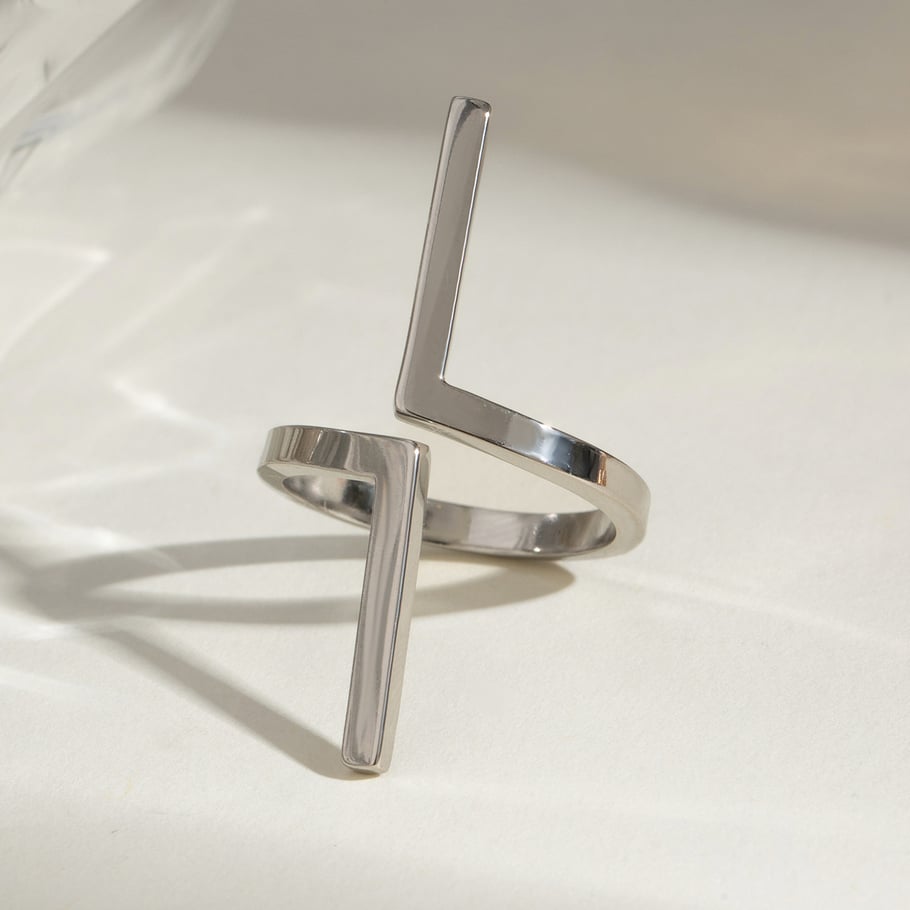 1 Pair Simple Series ins style Geometric Stainless Steel 18K Gold Plated Women Adjustable Rings Picture5