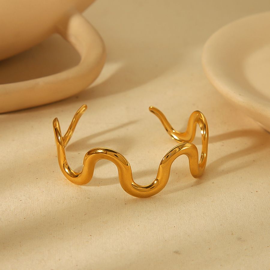 1 Piece Internet celebrity style Geometric 18K Gold Plated Bangles Picture4