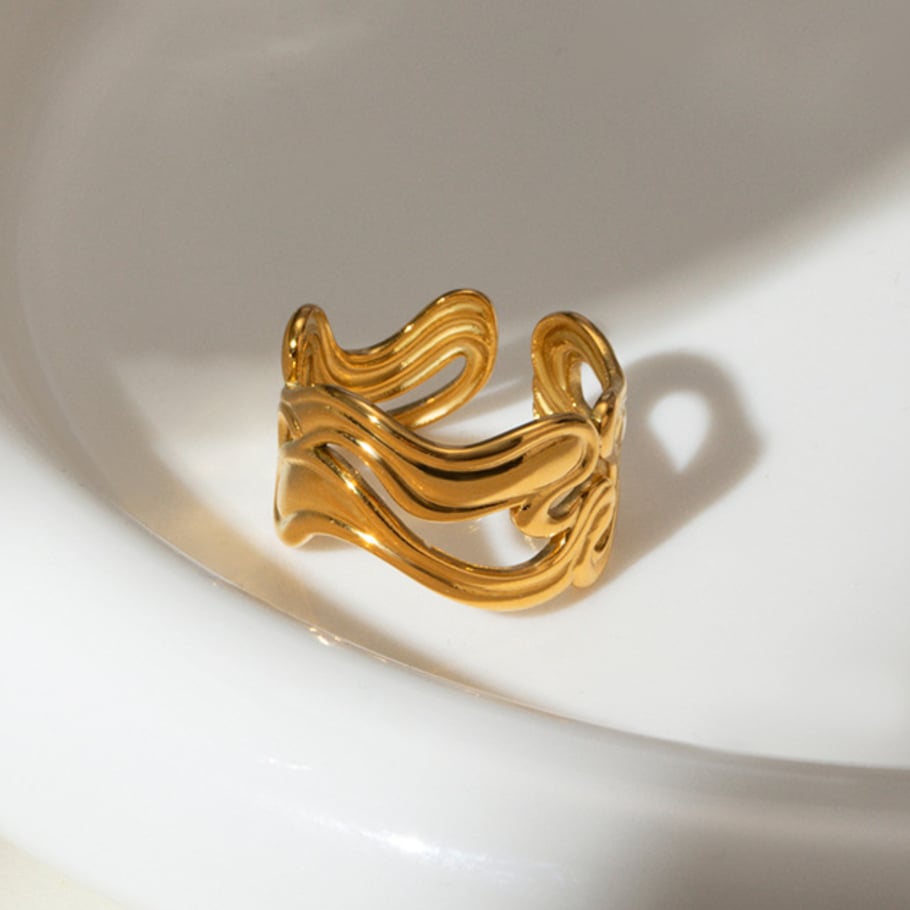 1 Pair Simple Series ins style line Stainless Steel 18K Gold Plated Women Adjustable Rings Picture4