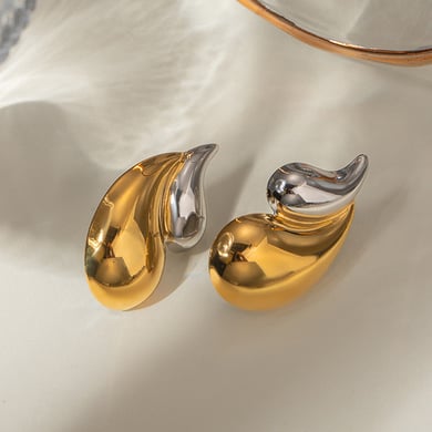 1 Paar einfache Serie im Ins-Stil Tropfen Edelstahl 18 Karat vergoldet Damen Ohrstecker h5 Bild6