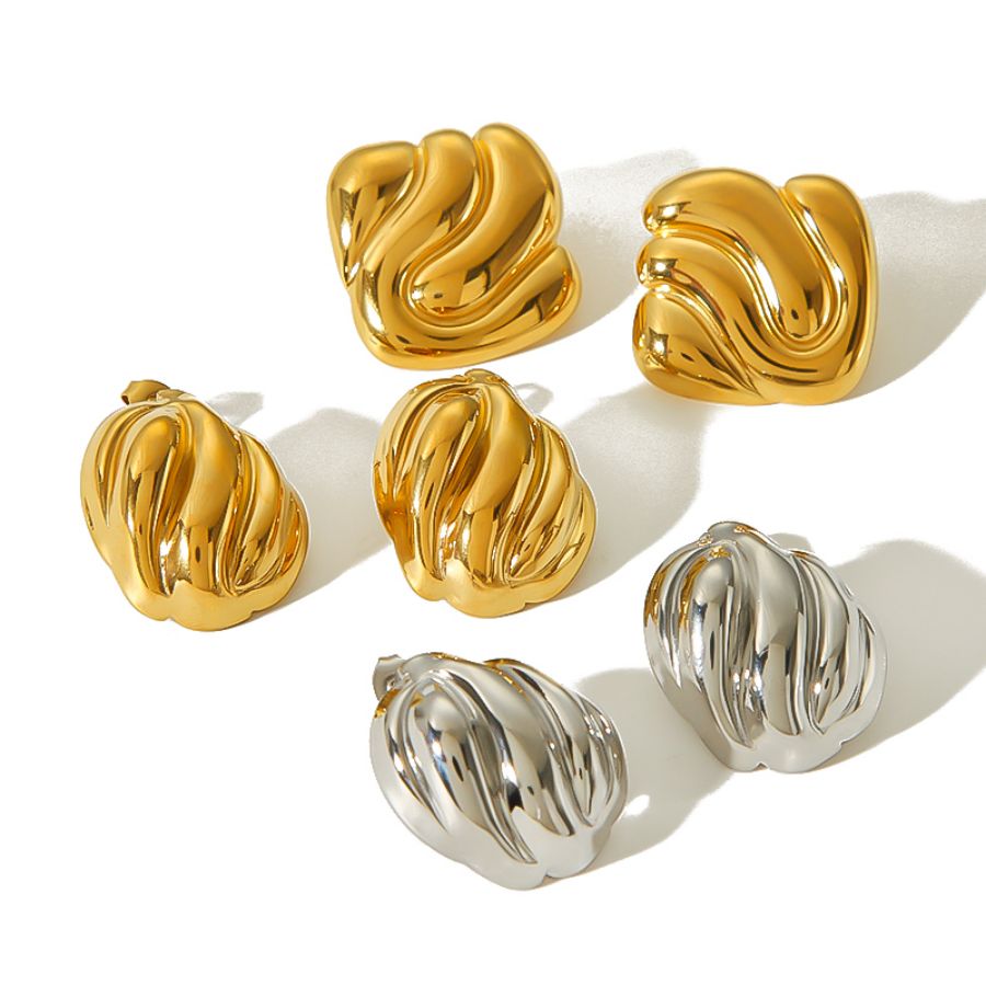 1 Paar geometrische Ohrstecker aus Edelstahl der Simple-Serie, 18 Karat vergoldet, für Damen Bild5