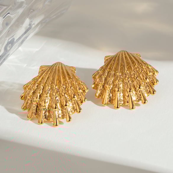 1 Pair Simple Series ins style Turtle Stainless Steel 18K Gold Plated Women Stud Earrings