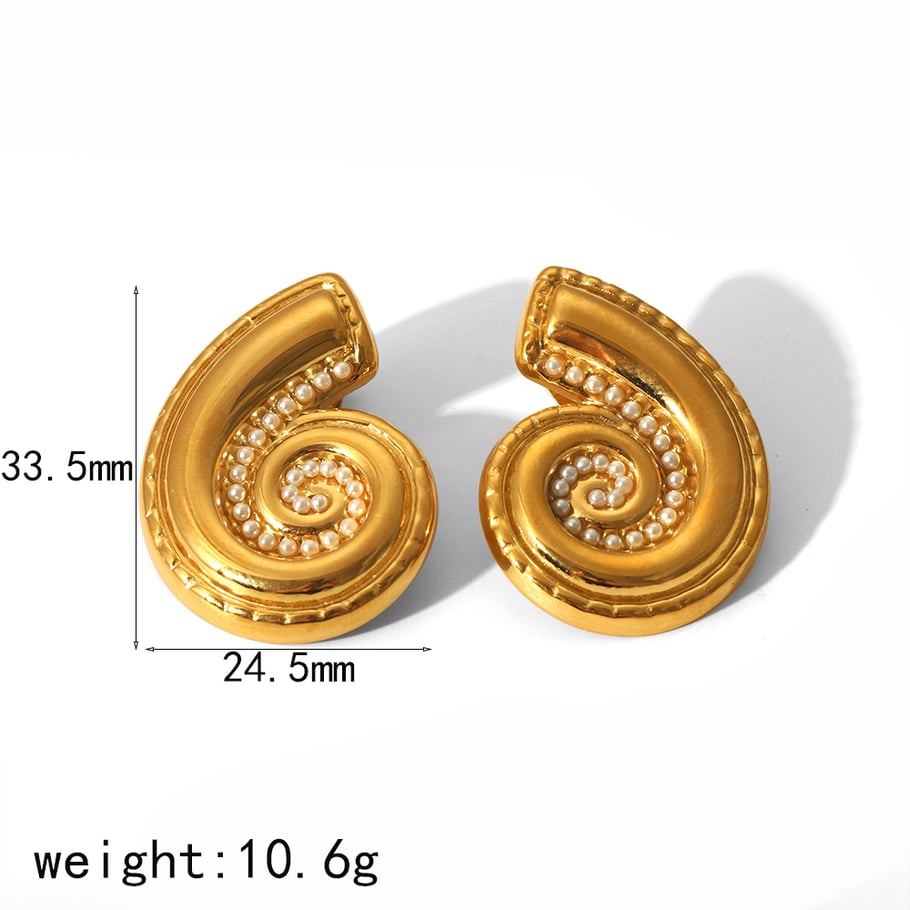 1 Pair Simple Series Vacation Geometric Stainless Steel 18K Gold Plated Artificial Pearl Women Stud Earrings Picture5