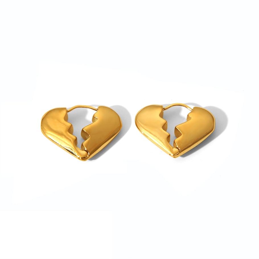 1 Pair Simple Series Classic Heart Stainless Steel 18K Gold Plated Women Hoop Earrings Picture5