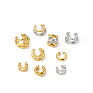 1 Pair Simple Series Classic Geometric Stainless Steel 18K Gold Plated Women Clip-on earrings h5 Picture7