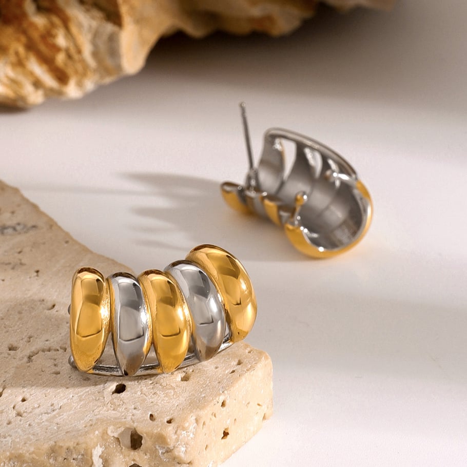 1 Pair Simple Retro Style Geometric Stainless Steel 18K Gold Plated Women's Stud Earrings Picture4