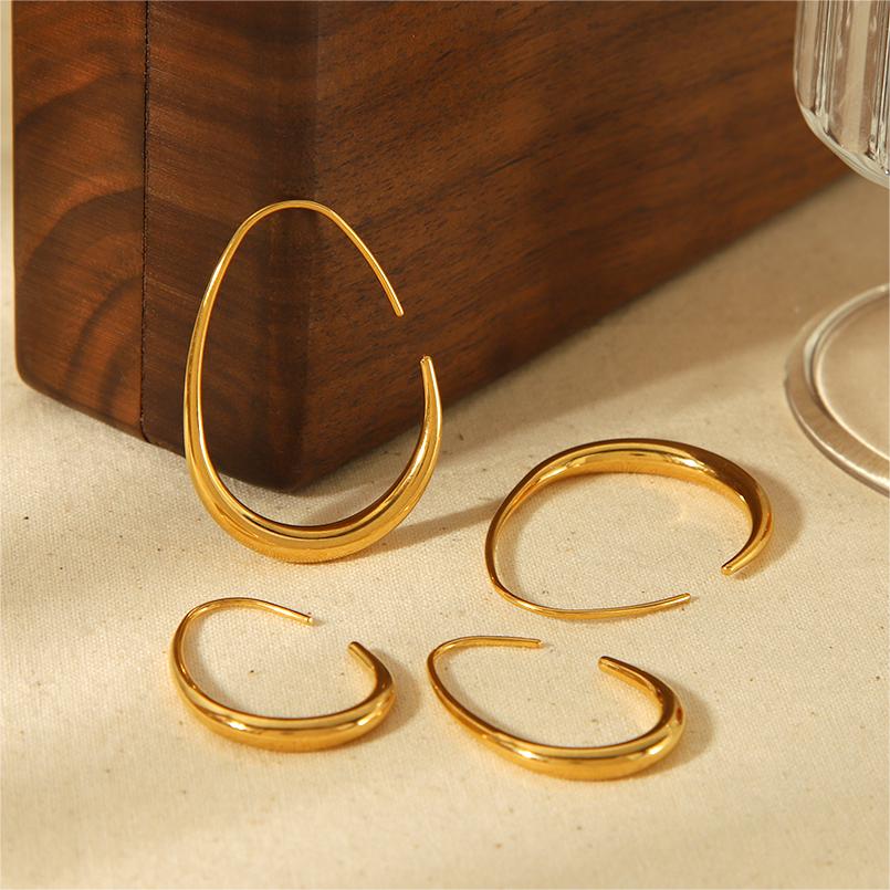 1 pair simple series classic geometric stainless steel  gold plated women stud earrings