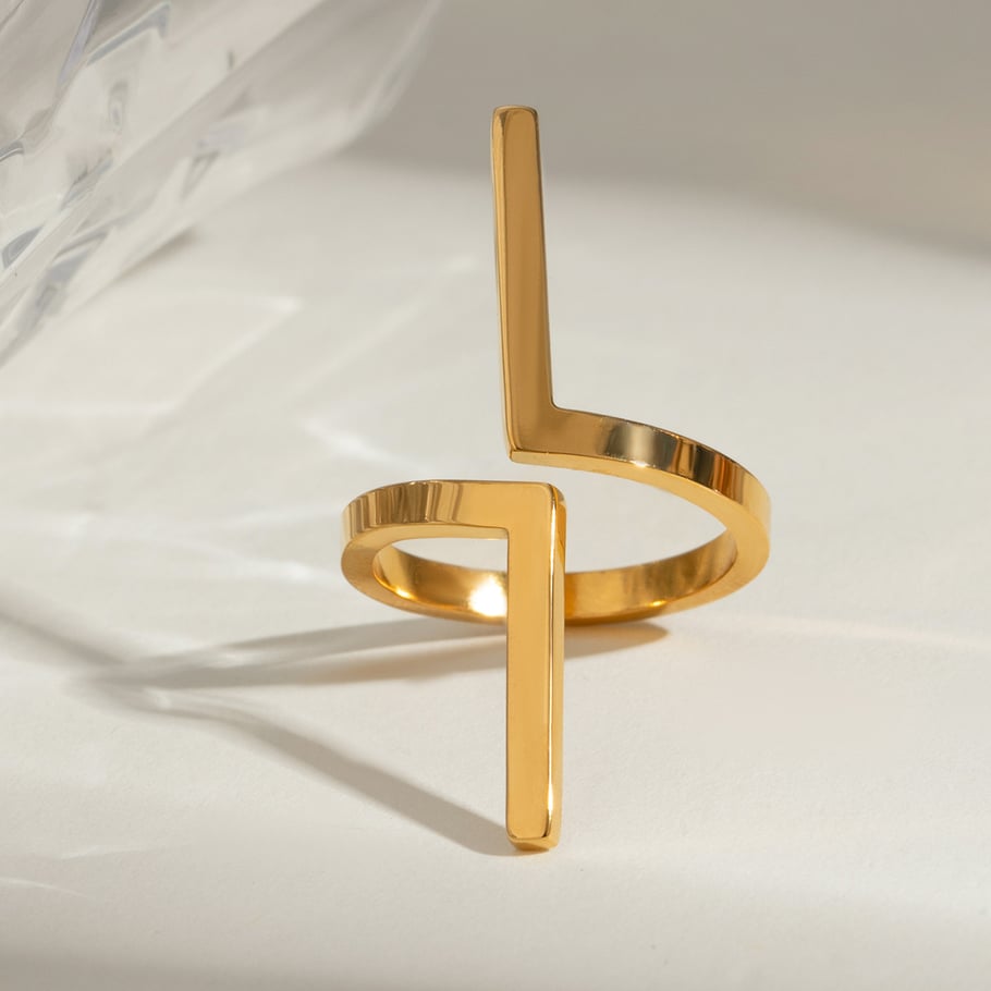 1 Pair Simple Series ins style Geometric Stainless Steel 18K Gold Plated Women Adjustable Rings Picture6