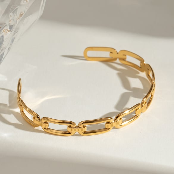 1 pezzo semplice serie classico twist acciaio inossidabile placcato oro 18K braccialetti da donna 2